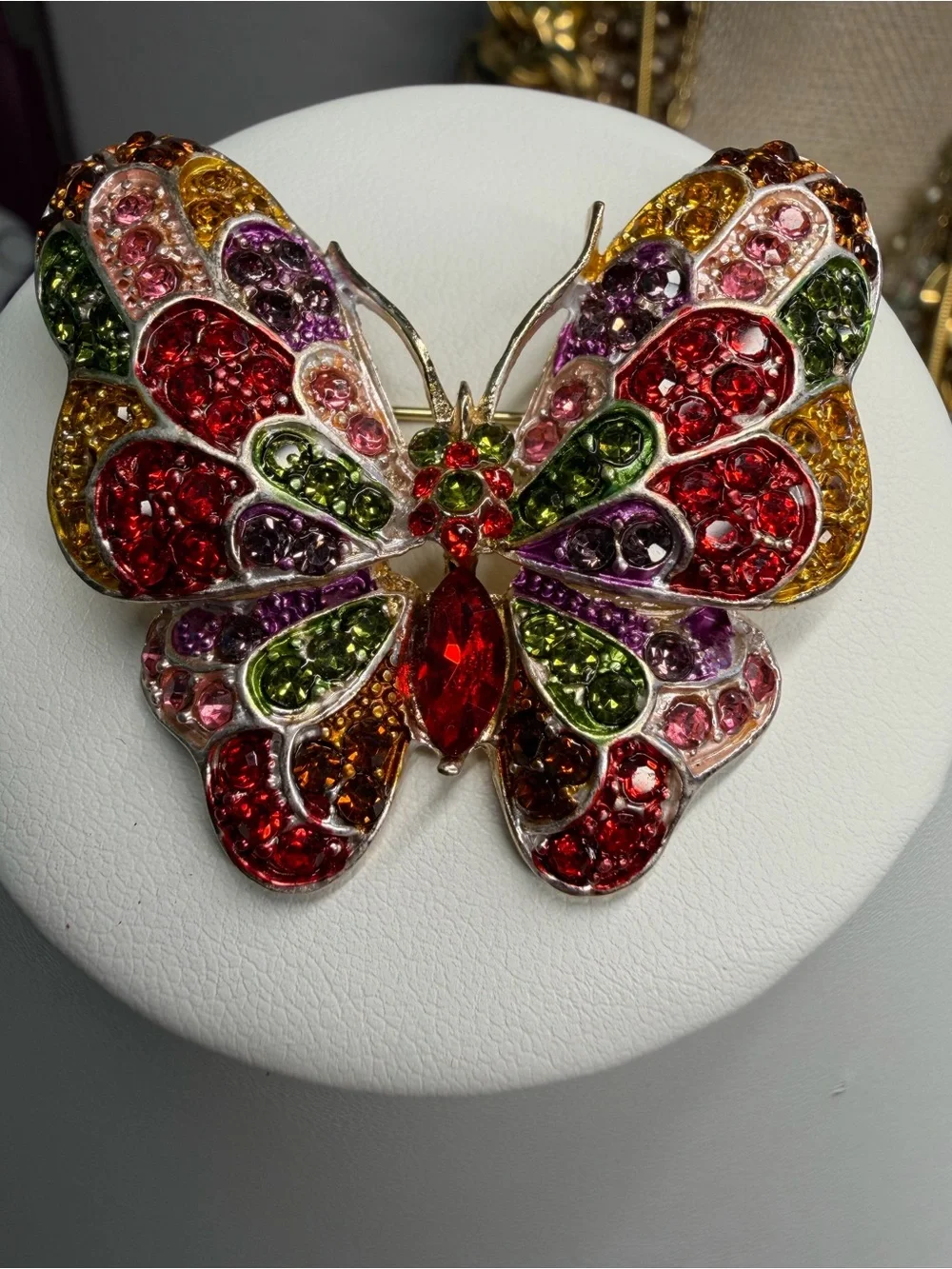 Multicolor Crystal Butterfly Brooch Pin